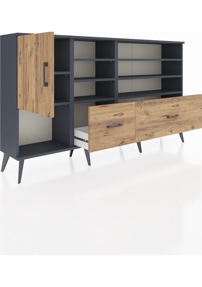 Arges Konsol 8 Raflı 2 Çekmeceli Tek Kapaklı 176x30x99 Antrasit-çam Atlas Çam - Antrasıt Arges Konsol 8 Raflı 2 Çekmeceli Tek Kapaklı 176x30x99 Antrasit-çam Atlas Çam - Antrasıt