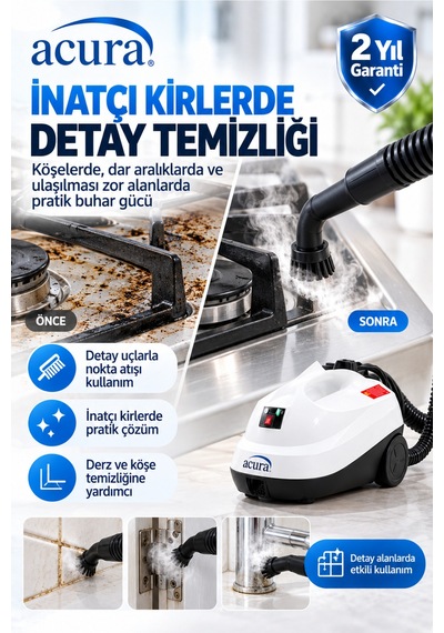 Ac-130 Pro 24 Aksesuarlı Profesyonel Buharlı Temizleyici