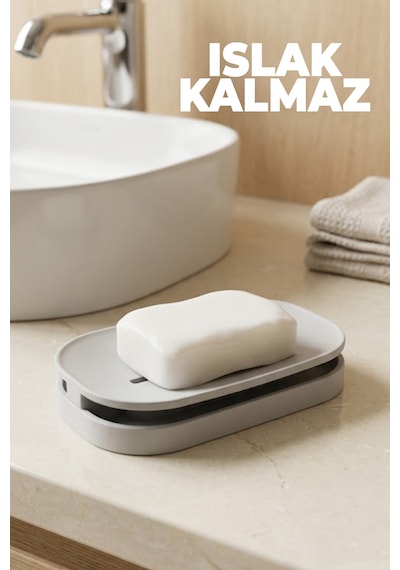 Kuru Kalan Kalıp Sabun Tutacağı - Islak Kalmayan Kalıp Sabun Haznesi - Kalıp Sabun Aparatı Beyaz