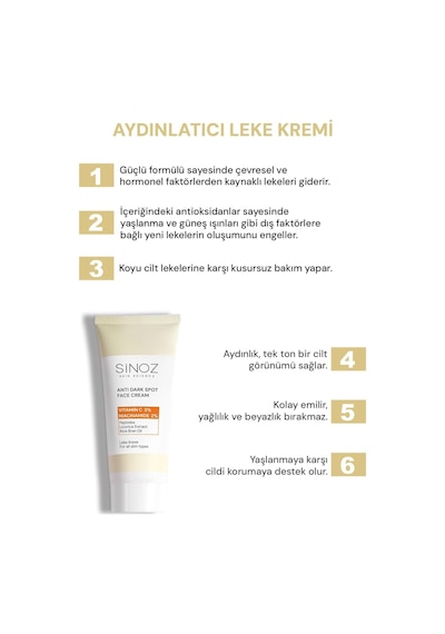 Sinoz Leke Kremi Vitamin C 3% Niacinamide 2% 40 Ml