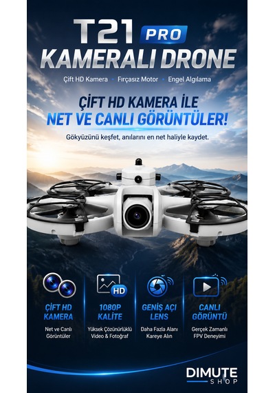 T21 Pro Kameralı Drone Çift Hd Kamera Fpv Fırçasız Motor Engel Algılamalı