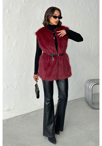 Verymoda Tüylü Yelek Vmf1567 Bordo