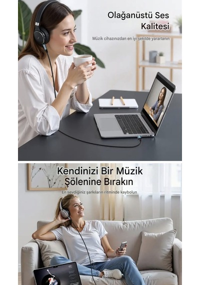 Riksoin 3-metre Type-c To 3.5mm Aux Kablo Hi-fi Ses Teknolojisi Ce Sertifikalı Hasır Örgülü Sağlam Ses Kablosu Telefon/araba/tablet - Riksoin 3-metre Type-c To 3.5mm Aux Kablo Hi-fi Ses Teknolojisi Ce Sertifikalı Hasır Örgülü Sağlam Ses Kablosu Telefon/araba/tablet -