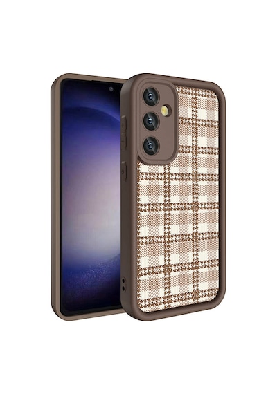 Zore Galaxy S23 Fe Kılıf Kamera Korumalı Baskılı Arka Yüzey Ogaa Klas Kapak - Açık Kahve