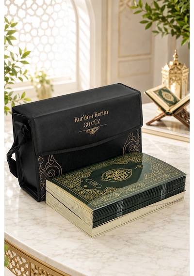 30 Cüz Kuranı Kerim Seti Çantalı Diyanet Vakfı Yayınları - Rahle Boy - Siyah