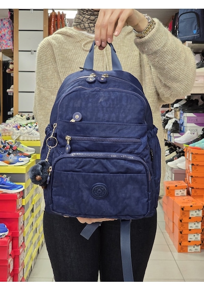 My Polo 2113-8745 Kadın Krinkıl Kumaş Çok Gözlü Astarlı Petli Su Lacivert