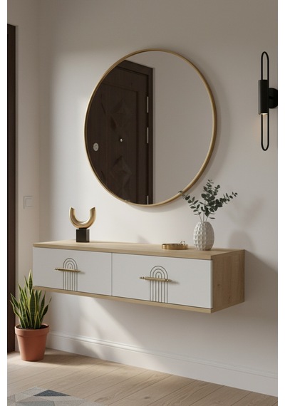 Da1215db - İda Dresuar, Antre Hol Rafı, Ayaksız Tv Sehpası, Safirmeşe - Beyaz 120cm Da1215db - İda Dresuar, Antre Hol Rafı, Ayaksız Tv Sehpası, Safirmeşe - Beyaz 120cm