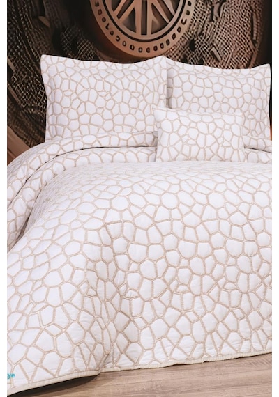 Stone 4 Parça Yatak Örtüsü 240x260 Beyaz Cappucino Cappuccino