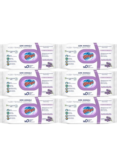 Bingo Clean Yüzey Temizlik Havlusu 96 Yaprak Lavanta Kokulu 6lı 6'lı Set