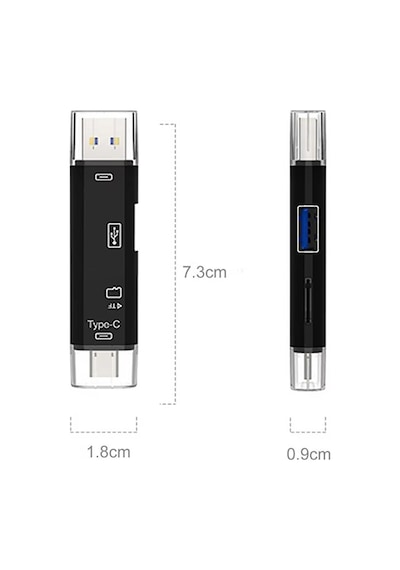 5in1 Otg Kart Okuyucu Usb 2.0 - Type-c - Micro Usb - Micro Sd/tf