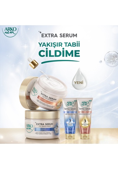 Arko Nem Extra Serum Glow Boost Ton Eşitleyici & Aydınlatıcı Cilt Bakım Kremi Skualen Yağlı 3x75 Ml