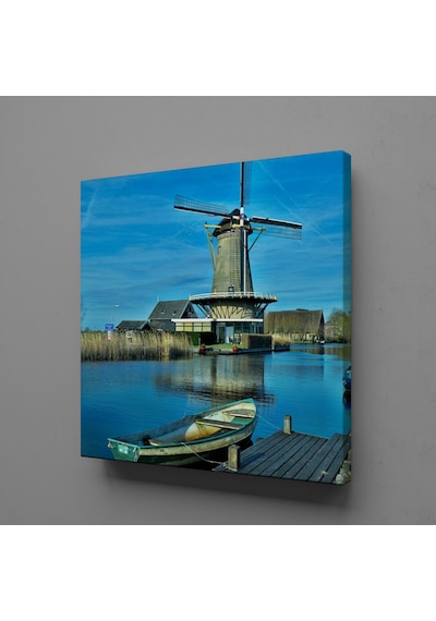 Kıyıdaki Değirmen Kanvas Tablo 100x100cm