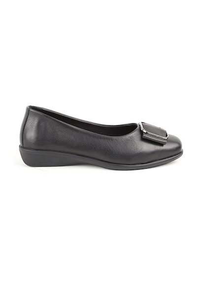 Libero L076.3101 Hakiki Deri Tokalı Esnek Kauçuk Taban Kadın Loafer Casual Ayakkabı Siyah