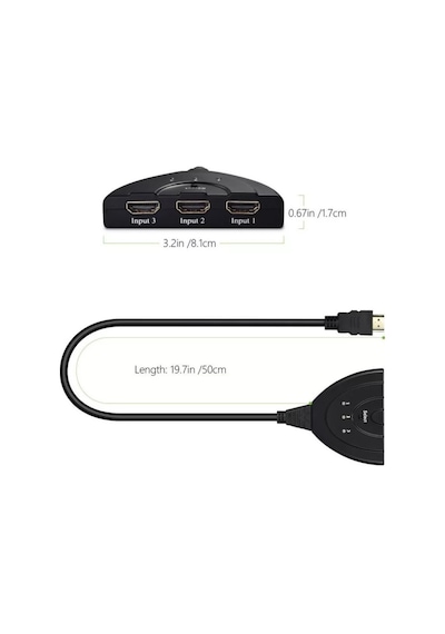 Hdmi Çoklayıcı Çoğaltıcı Switch 3 Giriş 1 Çıkış Çoklama Hdmi