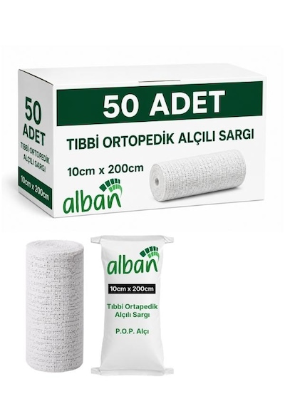Alçılı Sargı Bezi 10 Cm X 2 M Ortopedik Medikal Alçı Bandaj Pop Toptan Koli 50 Adet Plaster Of Paris