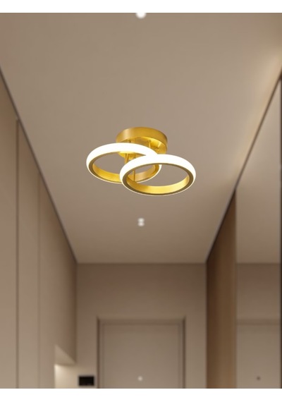 Eskitme İkili Yuvarlak 3 Renk Beyaz&sarı&günışığı Led Avize Eskitme - Gold