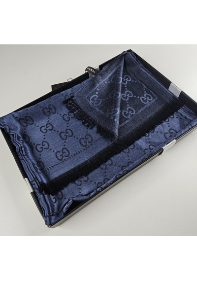 Miorel Scarfs G Desen Çift Taraflı Kaşmir İpek Şal 4 Mevsim Soft Pamuklu Şal Lacivert