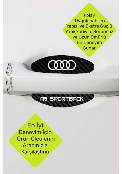 Audi A5 Sportback Modeline Uygun Karbon Çizik Önleyici Kapı İçi Koruma Ve Şıklık Takımı A5 Sportback Yazılı 4 Adet