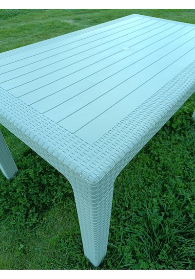 Evko Mobilya Rattan 80x140 Masa, Plastik Masa, Bahçe Balkon Teras Masası, Kare Masa, Dış Mekan Masası Cappuccino