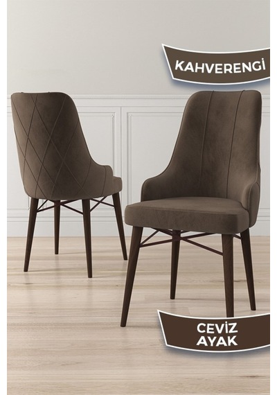 Canisa Neta Serisi, 1.sınıf Babyface Kumaş , Ceviz Gürgen Ayak, 8 Adet Kahve Yemek Odası Sandalye Sandalye Kahverengi Ayakları Ceviz