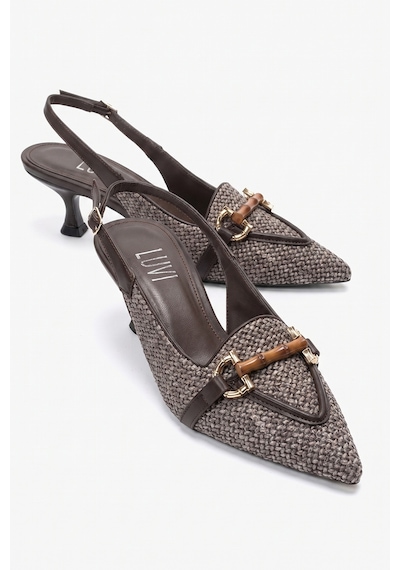 Luvi Shoes Osca Kahverengi Hasır Tokalı Sivri Burun Kadın Topuklu Ayakkabı Luvi Shoes Osca Kahverengi Hasır Tokalı Sivri Burun Kadın Topuklu Ayakkabı