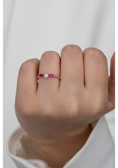 Gümüş Prenses Yüzük Rose Gold Kaplama 925 Ayar Gümüş Rose Gold (511780152)