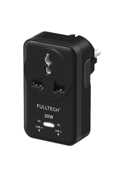 Fulltech Ftr-27 20w Pd Hızlı Şarjlı Akım Korumalı Kompakt Priz Siyah Usb-c & Usb-a Çıkışlı 2500w G Kablosuz
