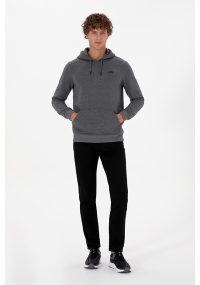 U.S. Polo Assn. Erkek Regular Fit Kapüşonlu Şardonlu Antrasit Melanj Basic Sweatshirt 50315582-VR081