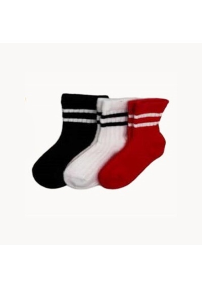 Defne Baby 3lü Bebek Çorabı K038-23 Kırmızı-siyah Kırmızı - Siyah
