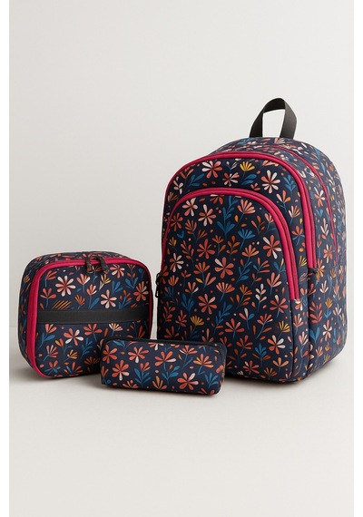 Newbag Tropikal Kız Sırt Okul Çantası-3'lü Set Yeni Sezon