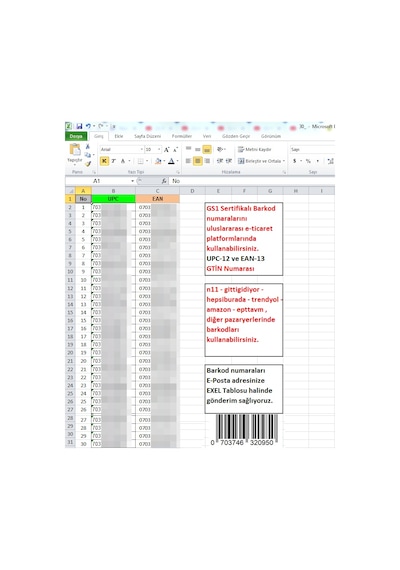 50 Adet-Ean-Upc-Gtin Barkodu Numarası Gs1 Barkod Amazon