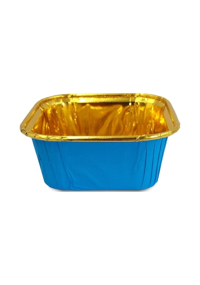 Kafem Muffin Kek Kapsülü Kare Mavi-altın 25li X 5 Paket - K36 Mavi + Altın
