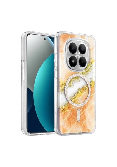 Onegif Xiaomi Redmi Note 15 Pro Plus 5g Lotus Simli Magsafe Kapak - Turuncu