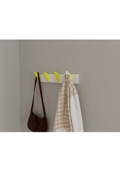 Hepsi3boyutlu Modern Duvar & Kapı Kanca Askılık - 4 Adet Sarı Kanca Askılık - Model No : 5 Sarı