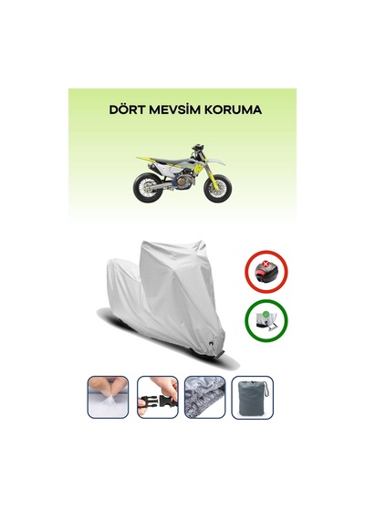 Gri Kilit Uyumlu Husqvarna Fs 450 Uyumlu Motosiklet Brandası Su Geçirmez
