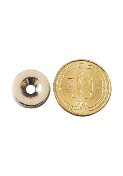 10'LU PAKET 12x3mm (6x3mm) N35 Havşalı Güçlü Neodyum Mıknatıs
