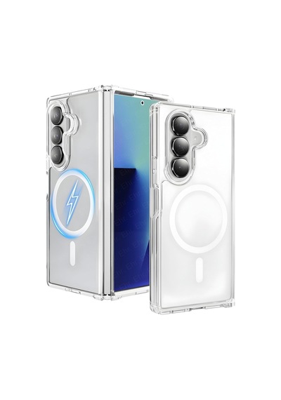 Samsung Galaxy Z Fold 7 İle Uyumlu Kamera Korumalı Magsafe Wireless Şarj Özellikli Airbag Tasarımlı Şeffaf Silikon Diğer