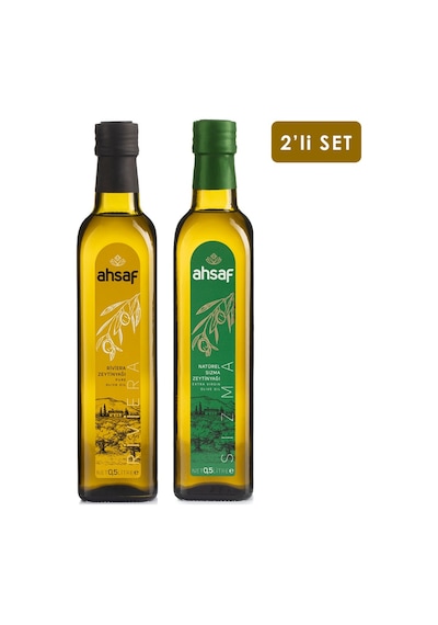 Ahsaf Riviera Zeytinyağı 500 ML Cam + Natürel Sızma Zeytinyağı 500 ML Cam
