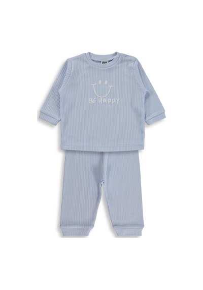 Civil Baby Gülen Yüz Baskılı 6-18 Ay Pijama Takımı - Mavi