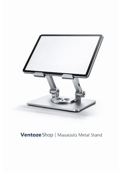 360 Dönebilir Yükseltilmiş Metal Tablet Standı Profesyonel Alüminyum Masaüstü Tutucu