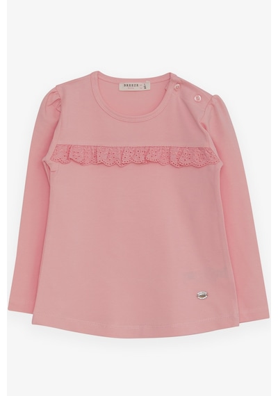 Breeze Kız Çocuk Uzun Kollu Tişört Güpürlü 1-4 Yaş, Pembe