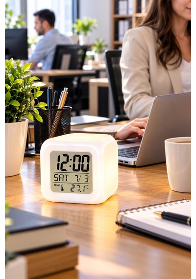 Modern Tasarımlı Küp Saat Led Aydınlatmalı Dijital Alarm Saati Diğer