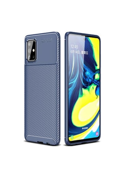 Samsung Galaxy Uyumlu M31s Kılıf Karbon Desenli Şık Negro Premium Silikon Kapak Lacivert