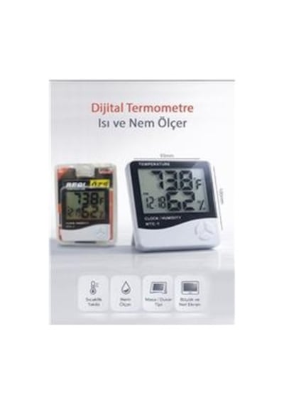 Real Özs Htc-1 Dijital Saat -alarm - Termometre- Isı Ve Nem Ölçer