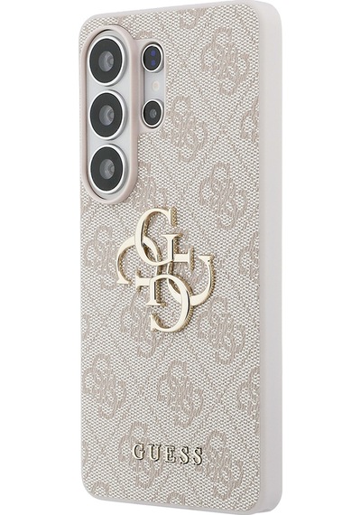 Galaxy S26 Ultra Uyumlu Kılıf Guess Lisanslı Pu Deri Büyük Metal Logo Dizaynlı Kapak Pembe