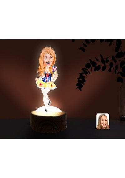 Kişiye Özel Kadın Karikatürlü Dekoratif 3D Biblo Led Işıklı Gece (481497143)