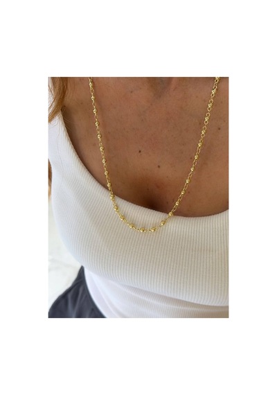 14k Altın Kaplama 60 Cm Topçuk Zincir Kolye Altın