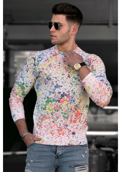 Madmext Baskılı Beyaz Sweatshirt 1658 Beyaz