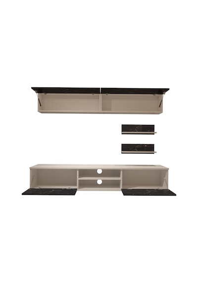 Decoraktiv Eko 5 Mdf Dvd Tv Ünitesi Tv Sehpası Beyaz - Siyah Mermer