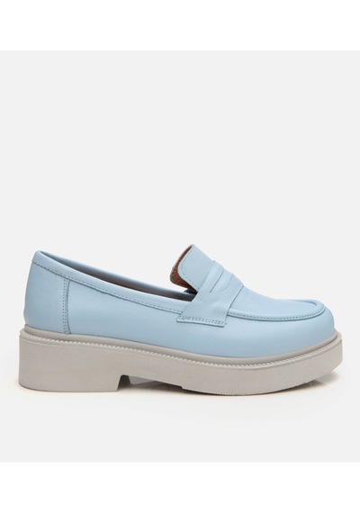 Hotiç Kadın Deri Mavi Kalın Tabanlı Klasik Loafer